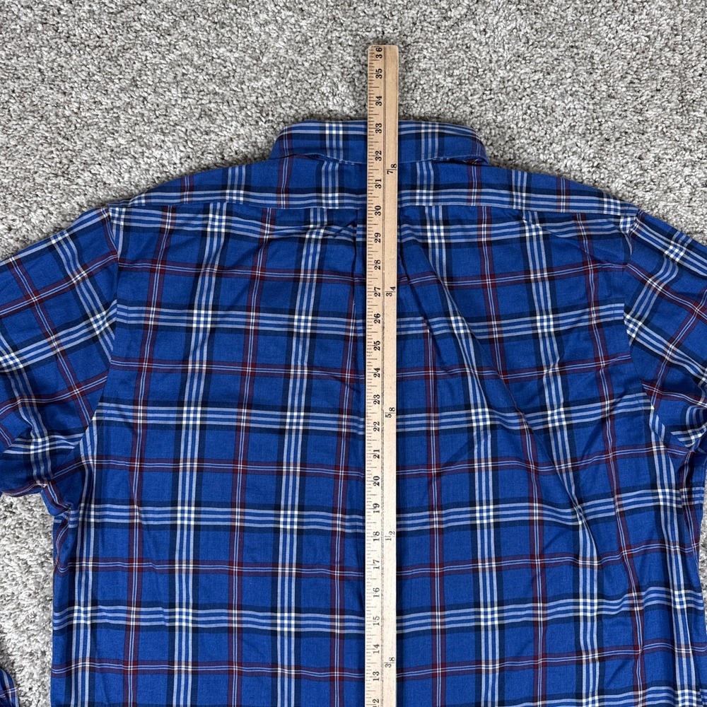 Brooks Brothers Shirt Mens XL Blue Plaid Supima Cotton Non-Iron Regent Preppy - Picture 5 of 7